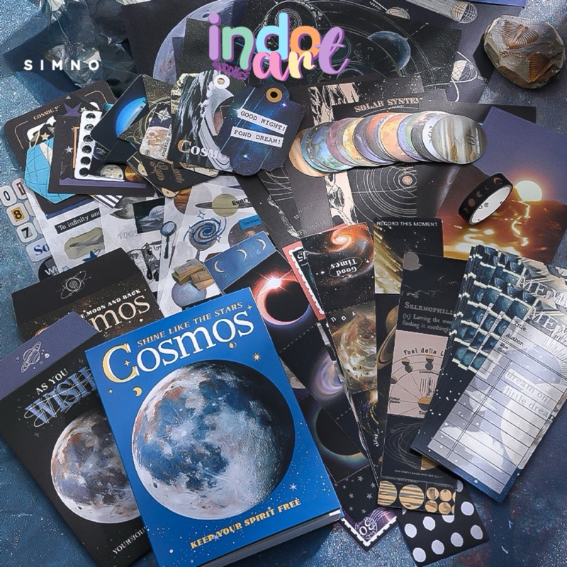 

(IAS) Simno Journal Set Scrapbook A6 Book Cosmos Cosmic Mystery Rasi Bintang Constellation Moon isi 154 pcs