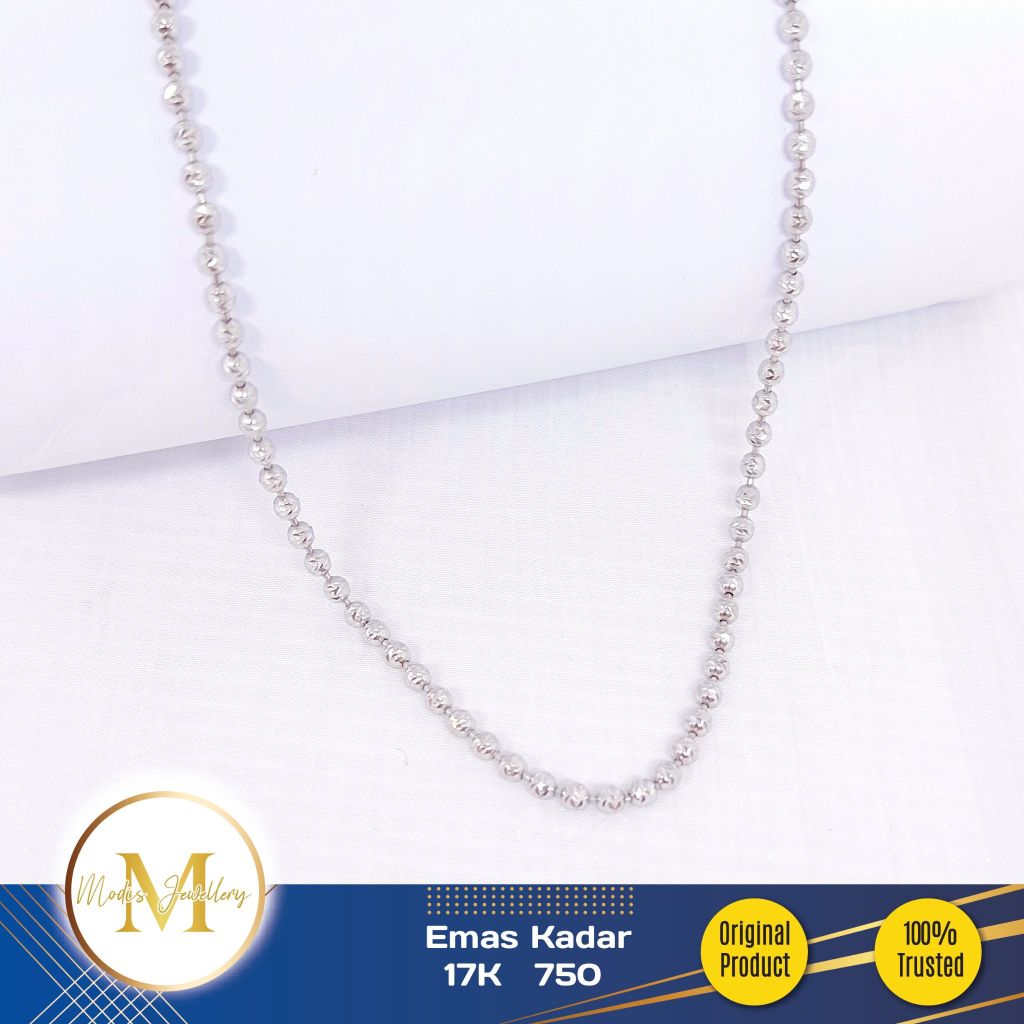 MODIS JEWELLERY - Kalung Biji Lada Ukir Jumbo Putih  - Emas 17k  750