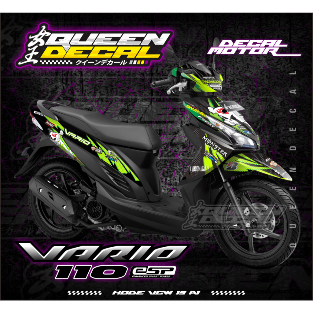 Aksesoris Motor Vario 110 FI Stiker Full Boddy / Stike Decal Bisa Custom Vario 110 FI - VCW