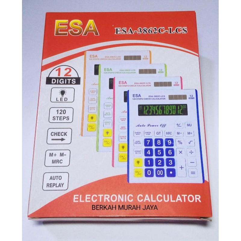 

ORIGINAL KALKULATOR ESA-3862LCS/120 STEPS CHECK KALKULATOR