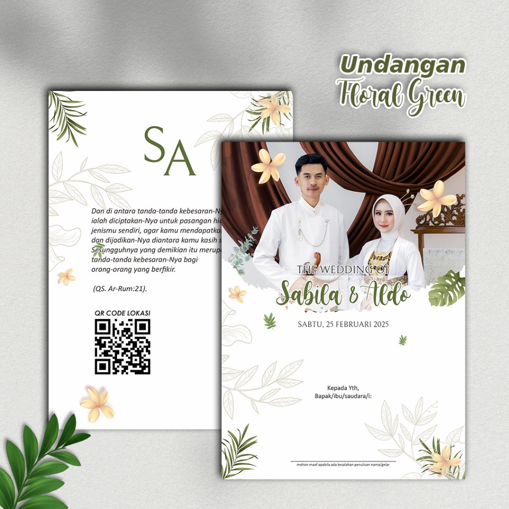 Undangan Pernikahan Murah Elegan Lipat 2 Free Foto