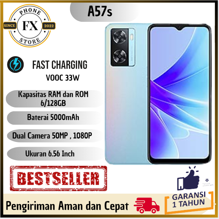 SmartPhone OPPO A57s RAM 6/128 8/256GB Full Set ( GARANSI 1 TAHUN ) Free Gift