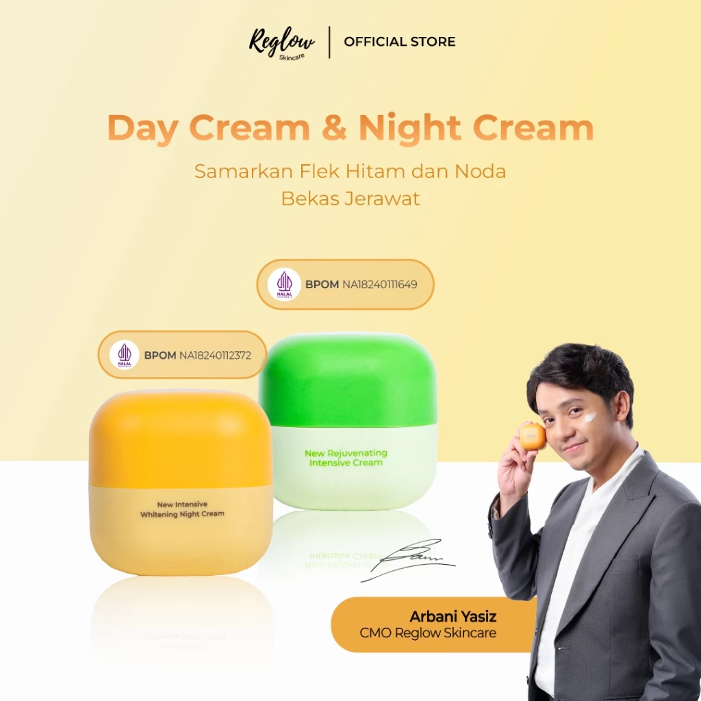 Reglow Rejuvenating Intensive Cream & Reglow Intensive Whitening Night Cream - Samarkan Flek Hitam d