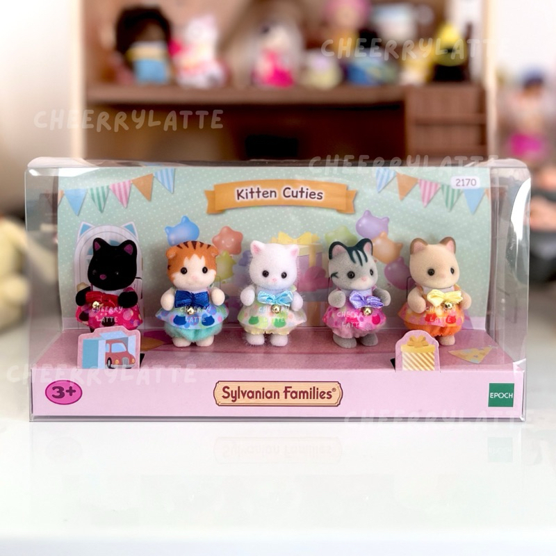 sylvanian families calico critters — kitten cuties midnight cat maple persian grey cream cat