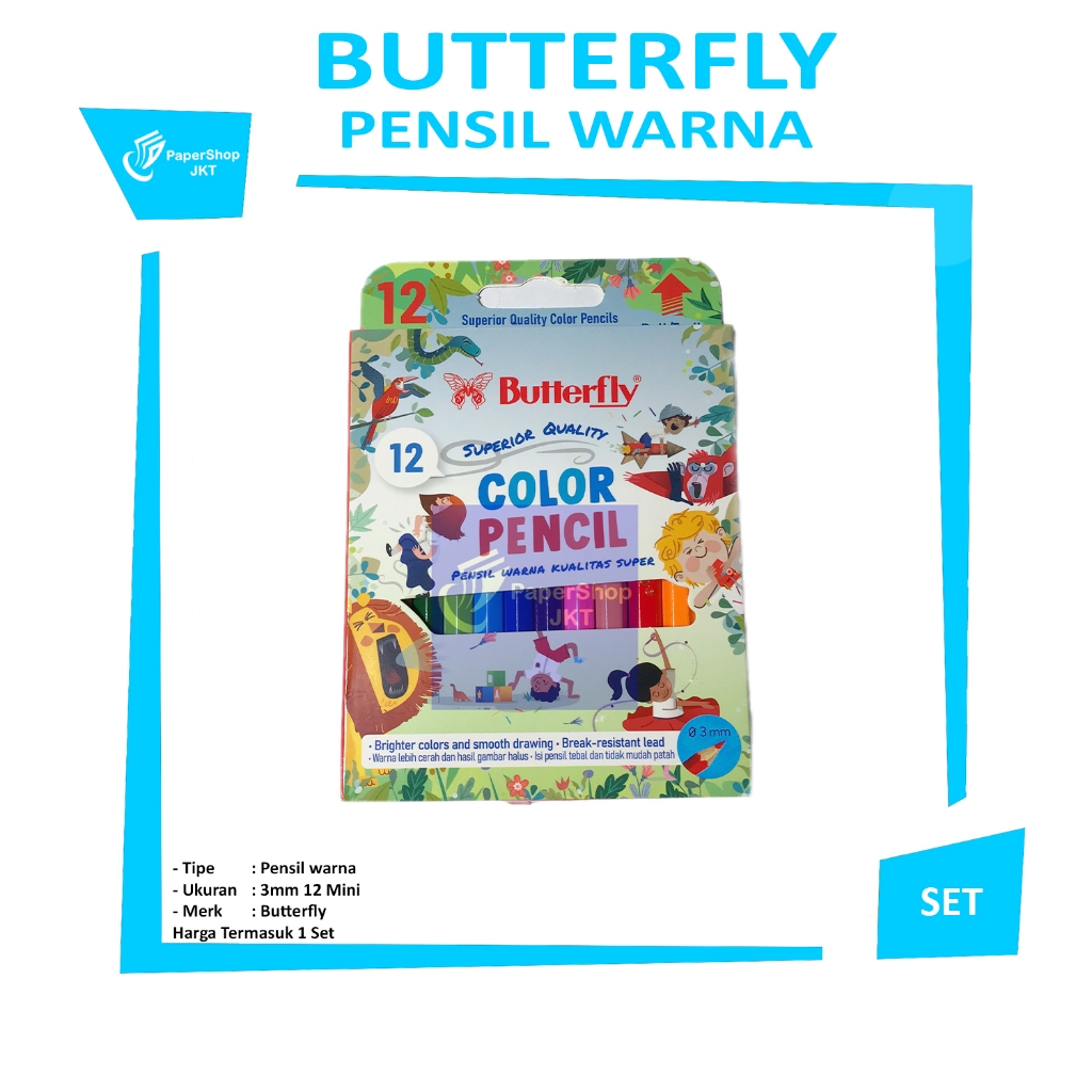 

Butterfly - Pensil Warna Premium 12 Warna Mini - SET