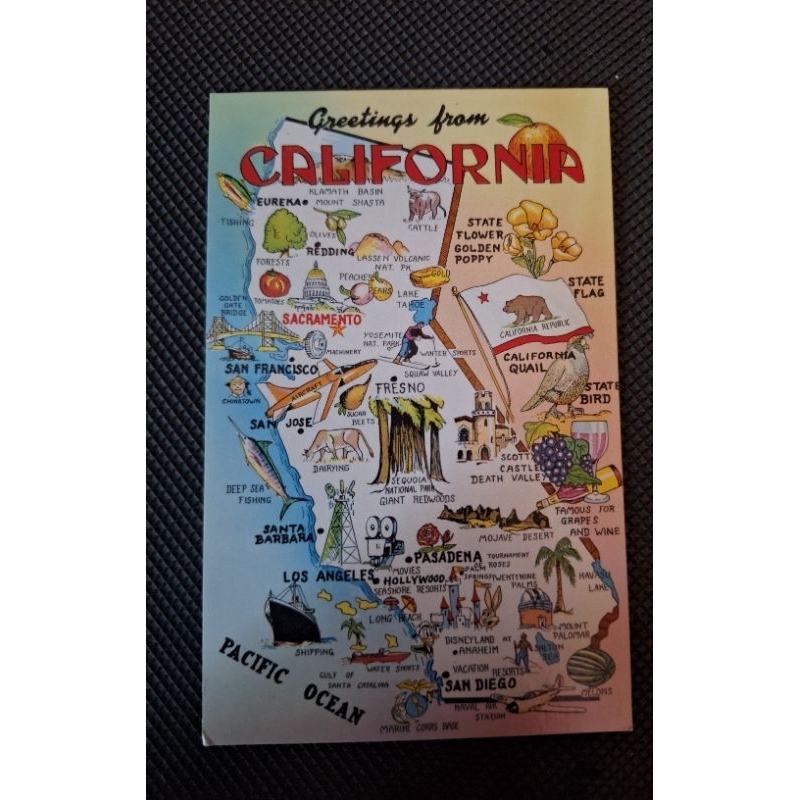 

kartu pos peta California/california map postcard