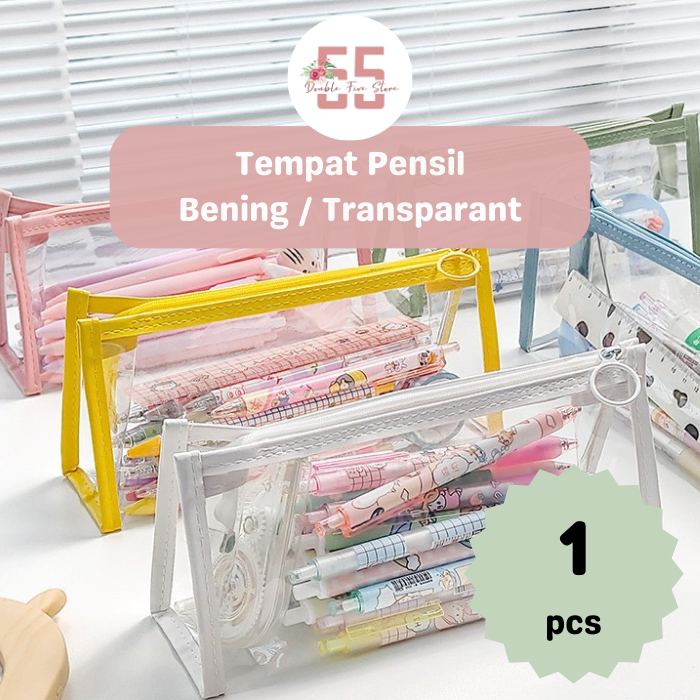 

Tempat Pensil Transparant Tempat Pensil Aesthetic Anti Air Pouch Lucu Tempat Make Up