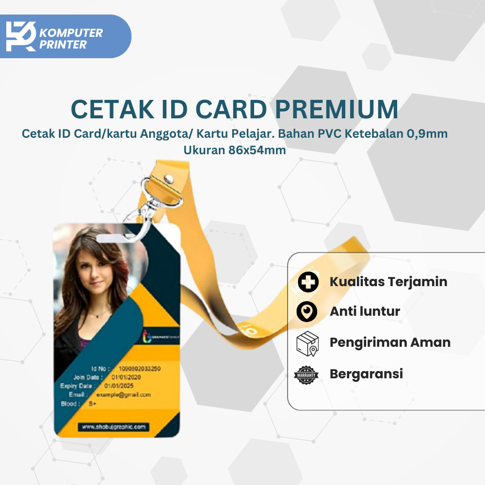 

Cetak ID Card Kartu Anggota Kartu Pelajar Bahan PVC Anti Luntur dan Tahan Lama