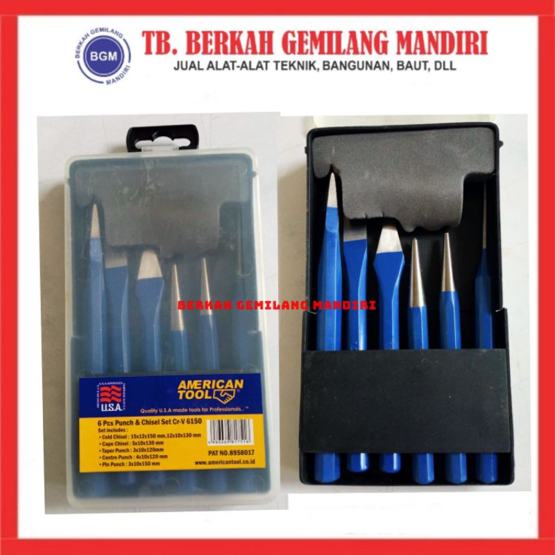 PAHAT & PUNCH SET 6 PCS AMERICAN TOOL PUNCH & CHISEL SET 6PCS AMERICAN TOOL