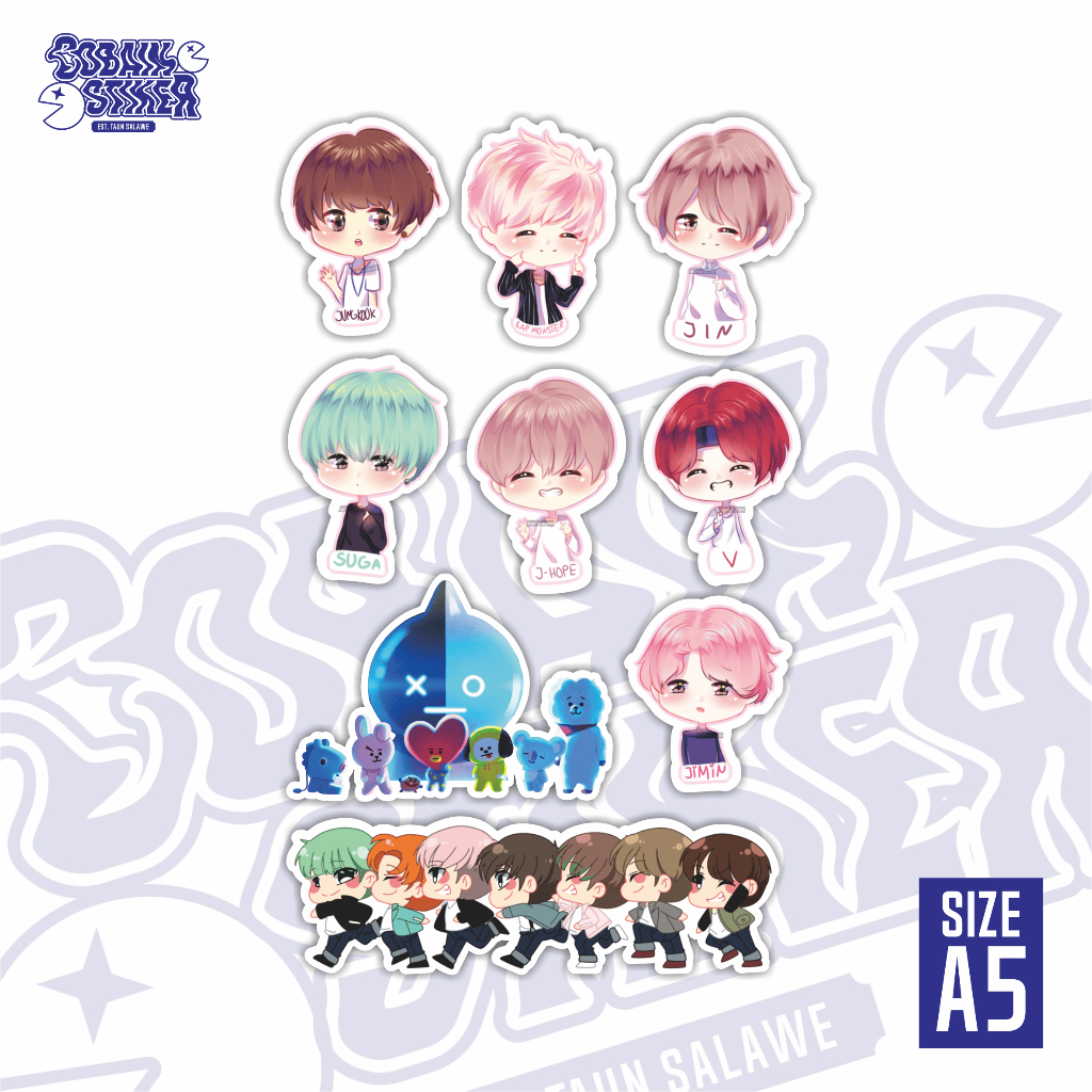 

Stiker Waterproof Vinyl | Stiker Vinyl Laminasi Anti Air | Stiker Pack Costum | BTS #02