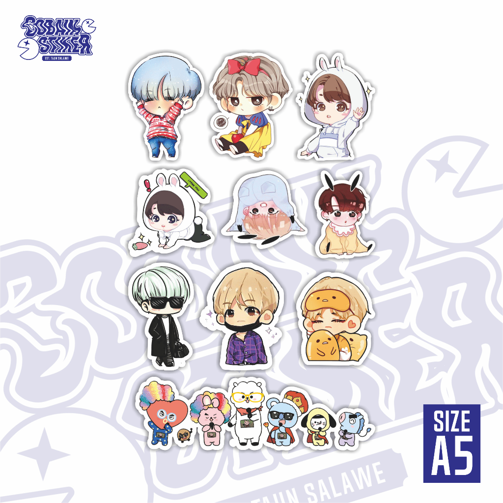 

Stiker Waterproof Vinyl | Stiker Vinyl Laminasi Anti Air | Stiker Pack Costum | BTS #03