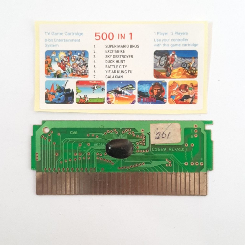 Kaset Nintendo 72 Pin PCB  "500 in 1" Super Mario Normal Game Jadul Vcom Fleco 3v