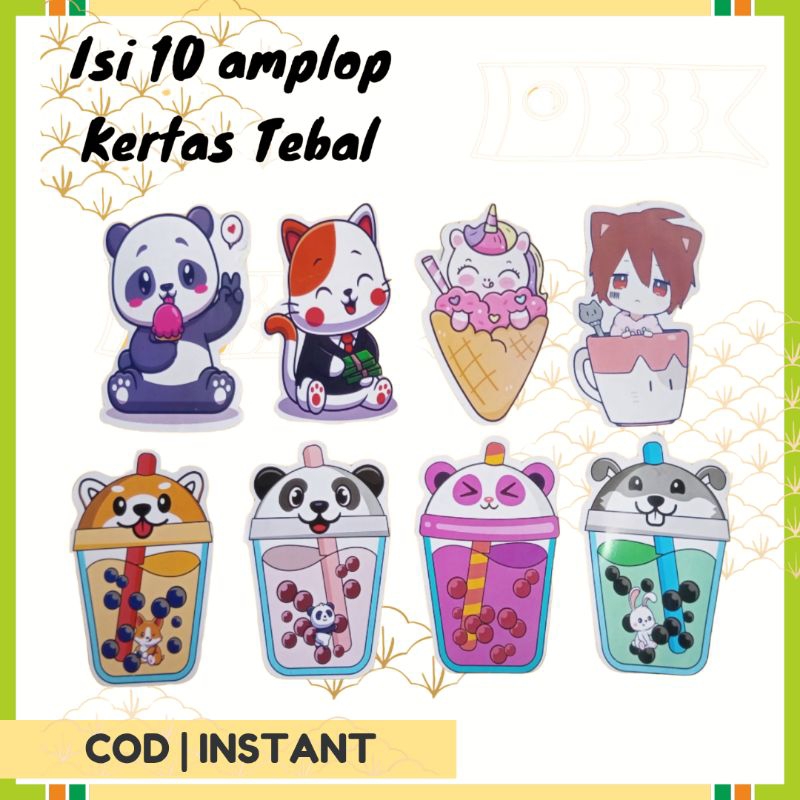 

Isi 10 Amplop Lebaran 3D Karakter Boba Snack Idul Fitri Art Paper Tebal