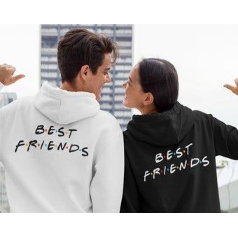 Hoodie pasangan couple pria wanita BEST FRIENDS hitam putih