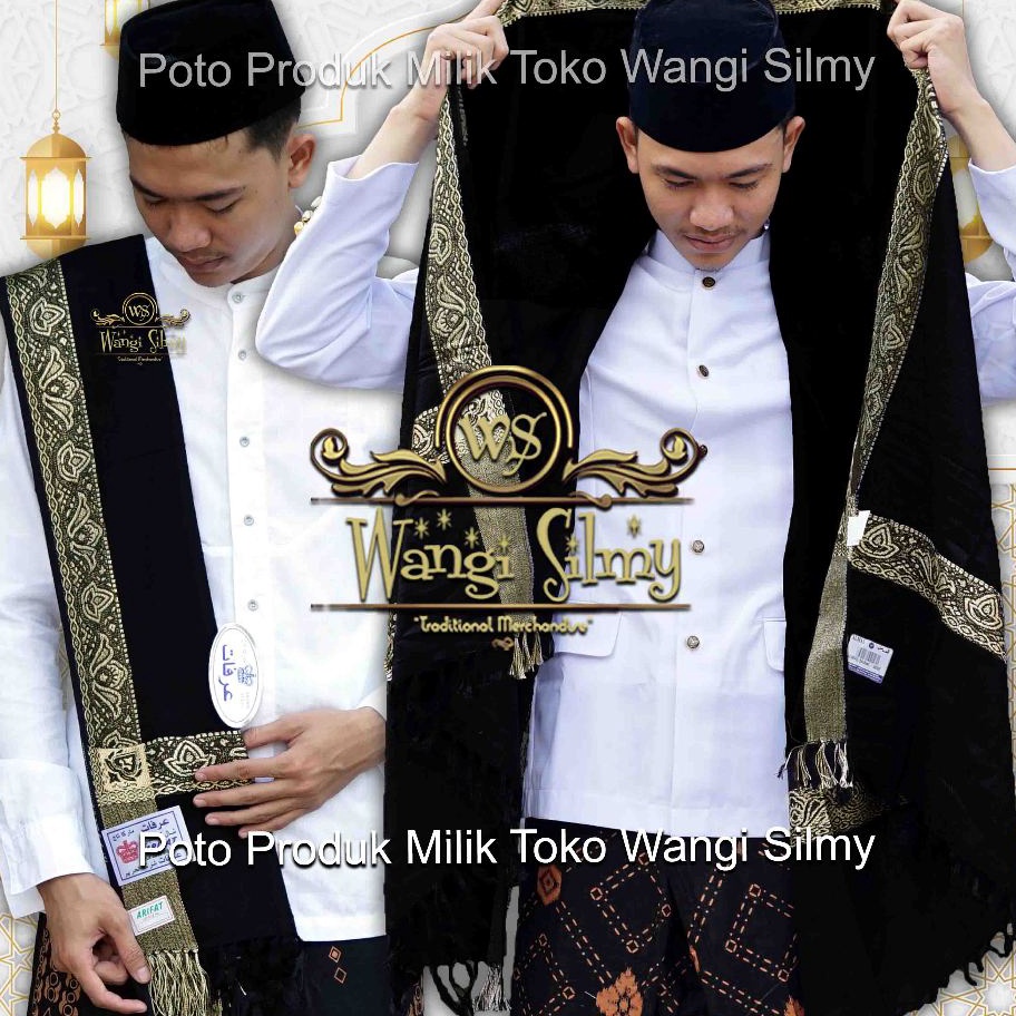 Best Sorban Kashmiri Asli India Hitam Garis Emas  Sorban Hitam  Sorban Kashmiri Hitam  Sorban Panjan