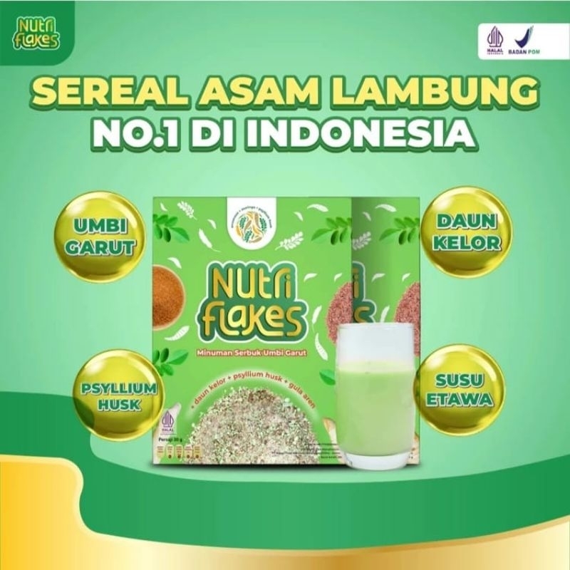 

Nutriflakes Sereal Umbi Garut Meredakan Asam Lambung,Gerd dan maag Akut 2 BOX