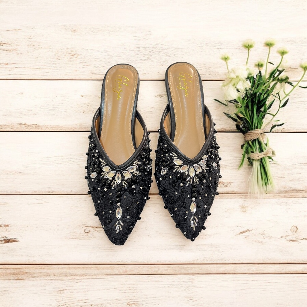 GHAZIA Sendal Pengantin Hak 3cm Wedding Shoes Wanita  Brukat Payet Jepang Premium Kondangan Seseraha
