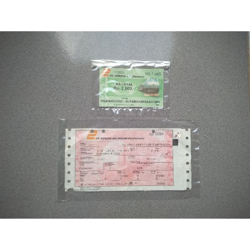 Tiket/Karcis Kereta Api + Prangko Lawas/Jadul