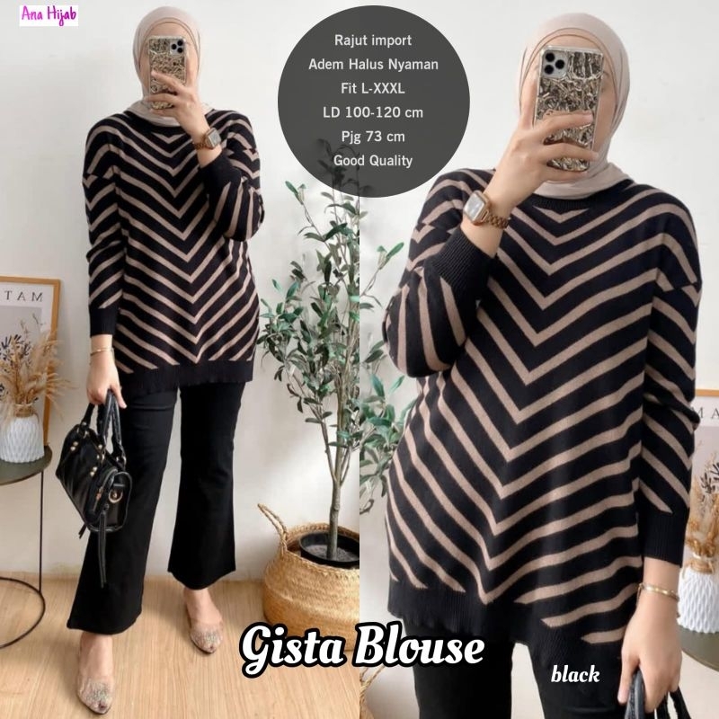 ATASAN BLOUSE JUMBO/GISTA/BLOUSE WANITA RAJUT IMPORT JUMBO LD 120 CM FIT XXXL