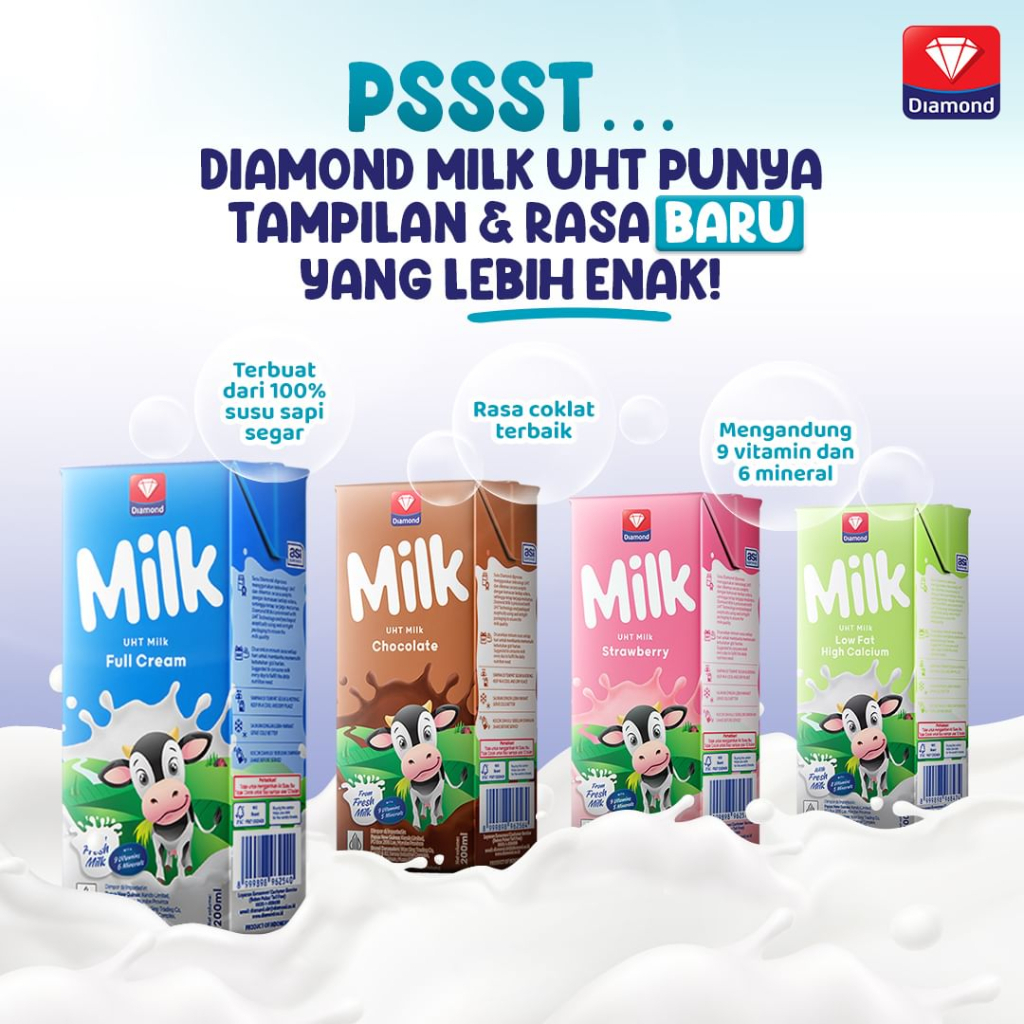 

Diamond Milk Susu UHT Full Cream 200Ml | Susu Segar Diamond UHT | Susu Siap Minum