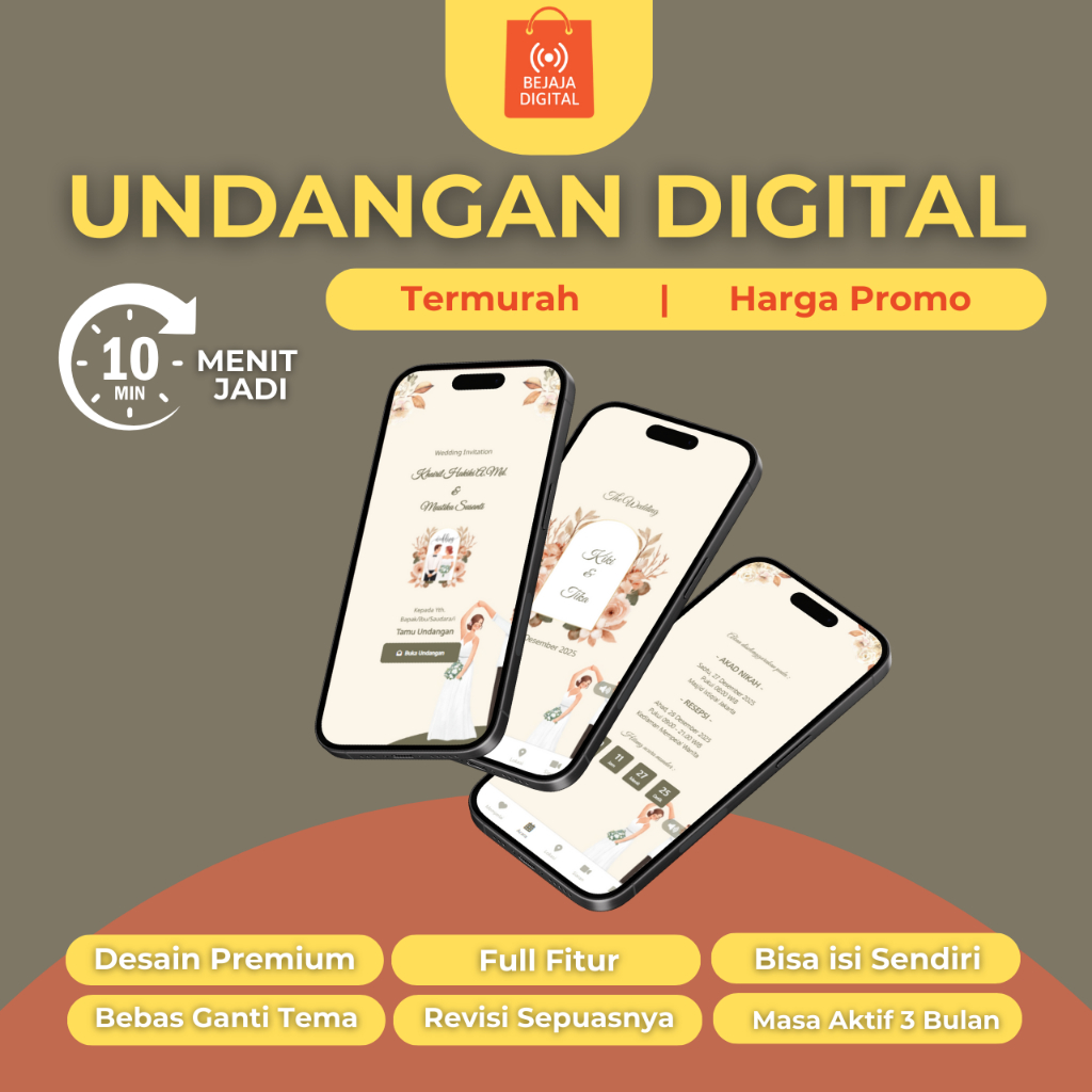 Undangan Digital Website - Wedding Invitation Beige Minimalist