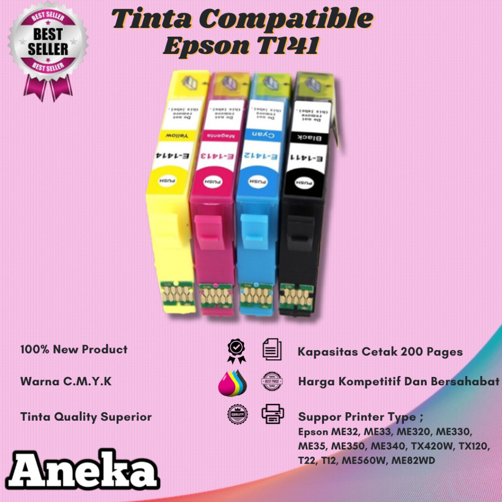 Cartridge Tinta Compatible Epson T141 T141 For ME32 ME320 ME340 ME900WD