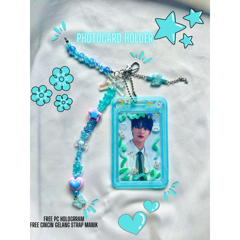 

ID card Holder Bagcharm kpop Keychains Photocard Holder Manik Manik blue series