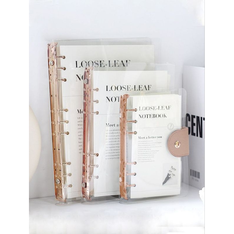 

Binder Keuangan A6 Rose Gold Ring Transparant cover Buku Lose Leaf Notebook Vintage Aesthetics