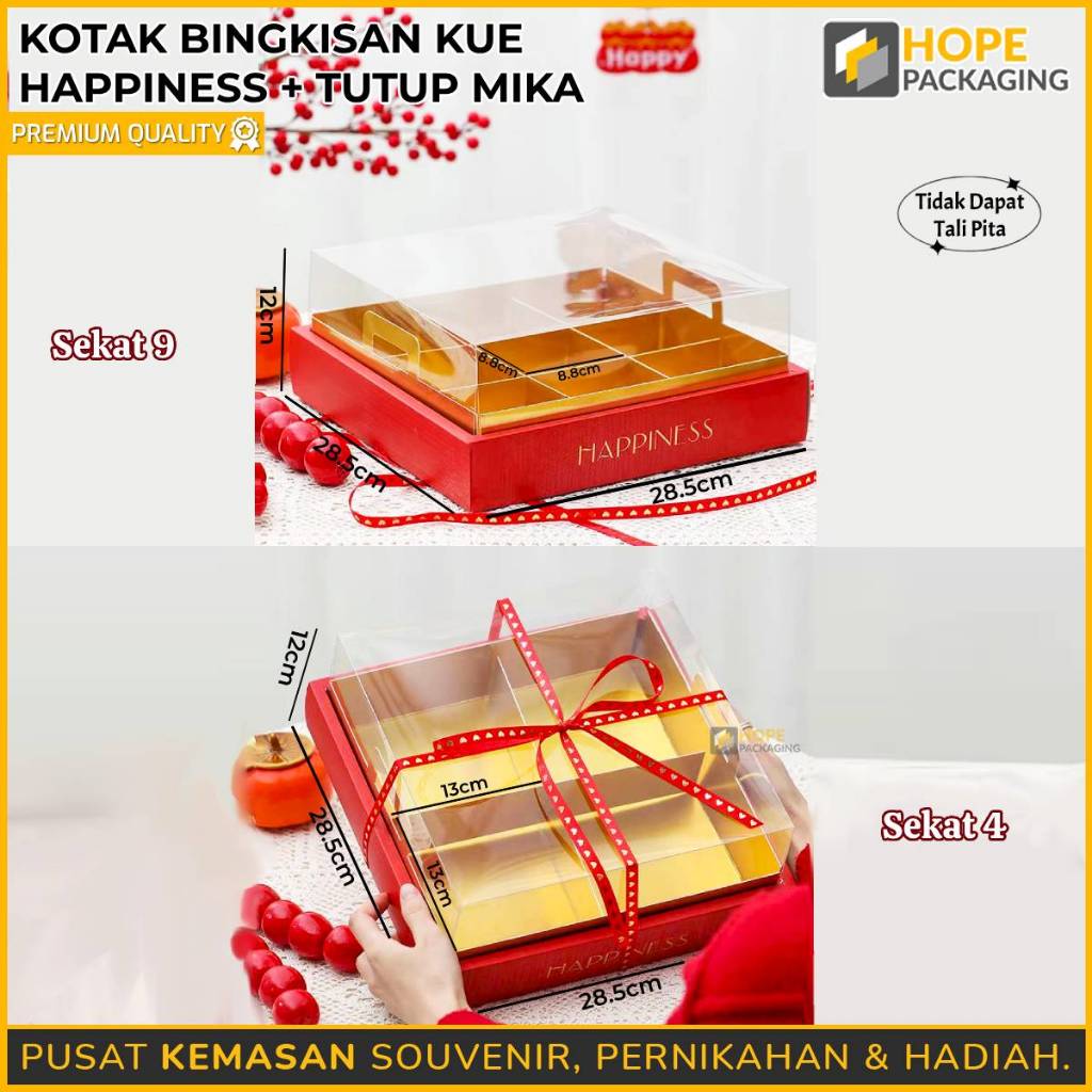 

Kotak Bingkisan Kue Happiness + Tutup Mika / Kotak Sekat Imlek / Box Kue Lapis Potong / Kotak Kue CNY / Box Mika Kue Nastar / Kotak Cupcake