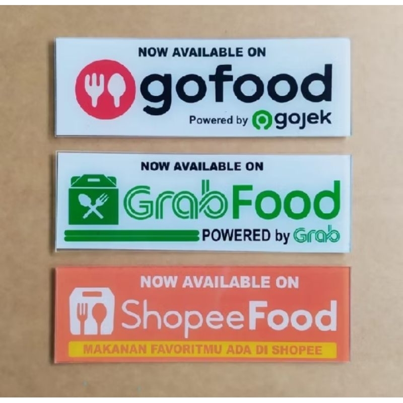 Stiker Gofood, Grabfood, Shopeefood|Sign Akrilik Custom Gofood, Grabfood, Shopeefood
