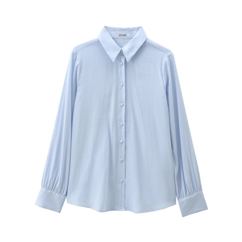 Bhusana Castle 76655 blue basic long sleeve shirt / kemeja wanita