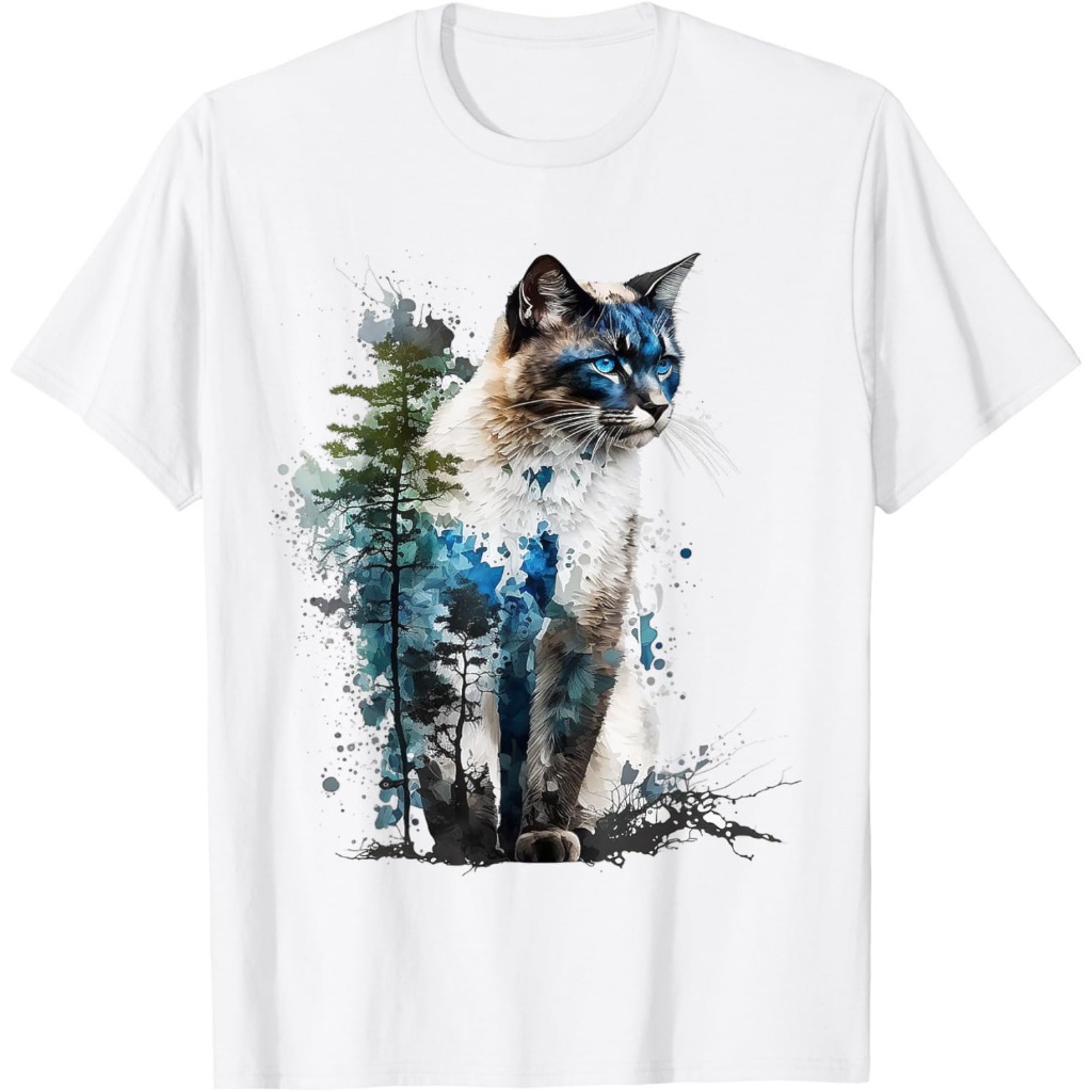 Kaos Kucing Motif Hewan Hutan Seni Kucing Pecinta Kucing