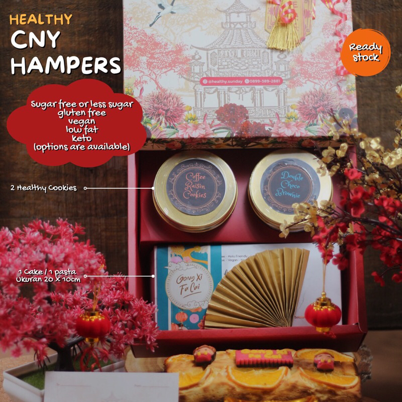 

READY STOCK KADO CHINESE NEW YEAR (CNY) ISI 2 HEALTHY COOKIES + 1 CAKE/PASTA. SURABAYA