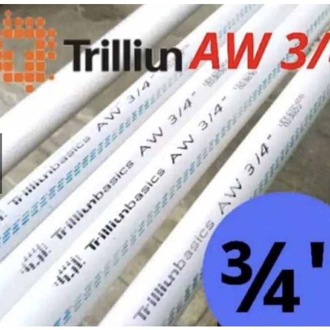 PIPA 3/4" inch AW panjang 1meter PARALON PVC TRILLIUN PUTIH PARALON