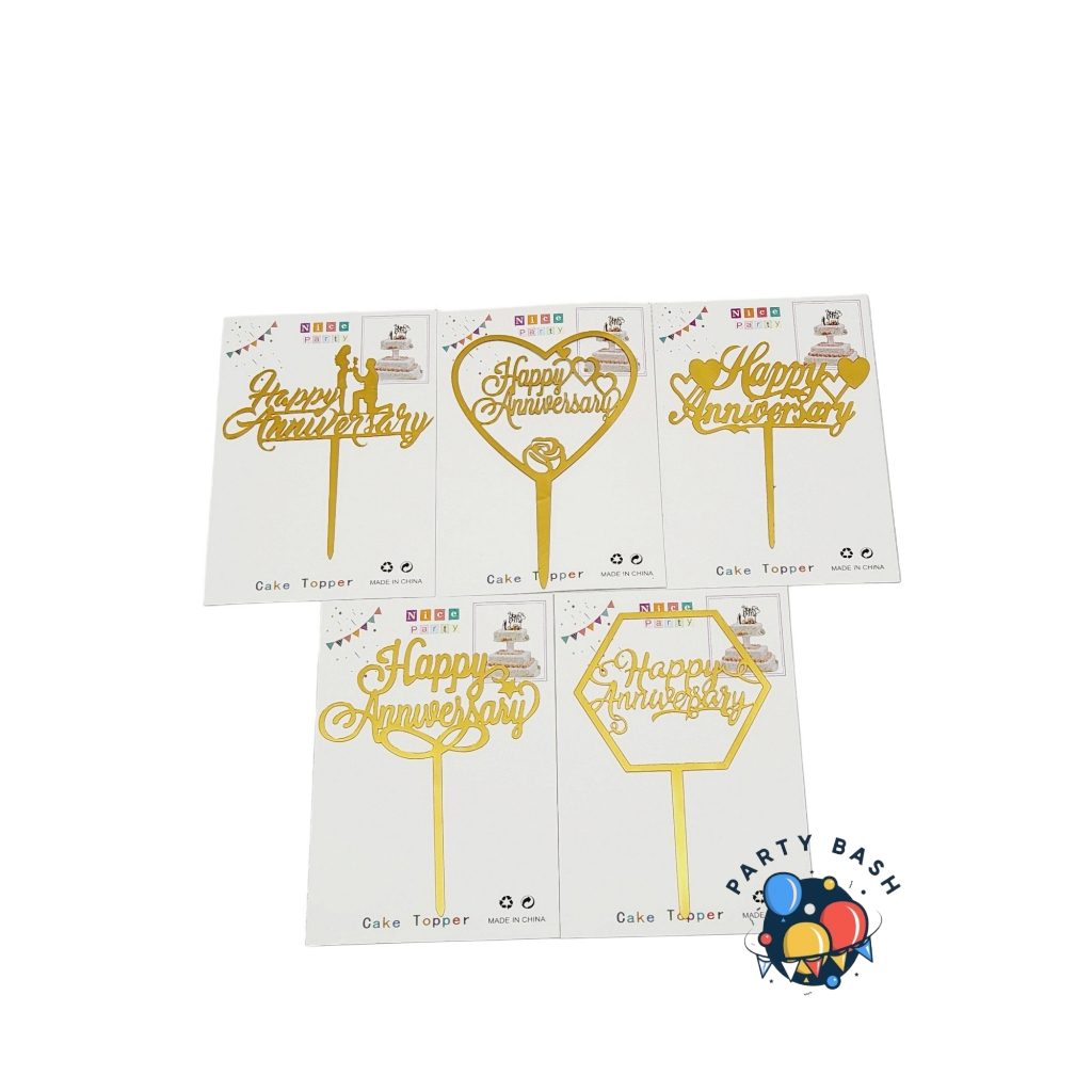 cake topper acrylic tulisan happy anniversary