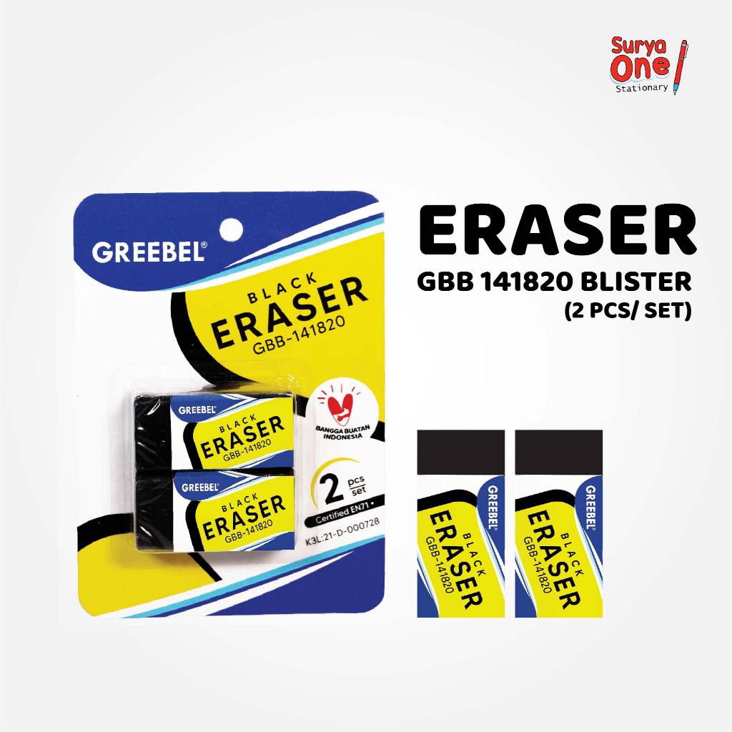 

Penghapus Greebel GBB-141820 BLISTER (2 Pcs/Set) / Eraser / Stip / Penghapus Karet Suryaone