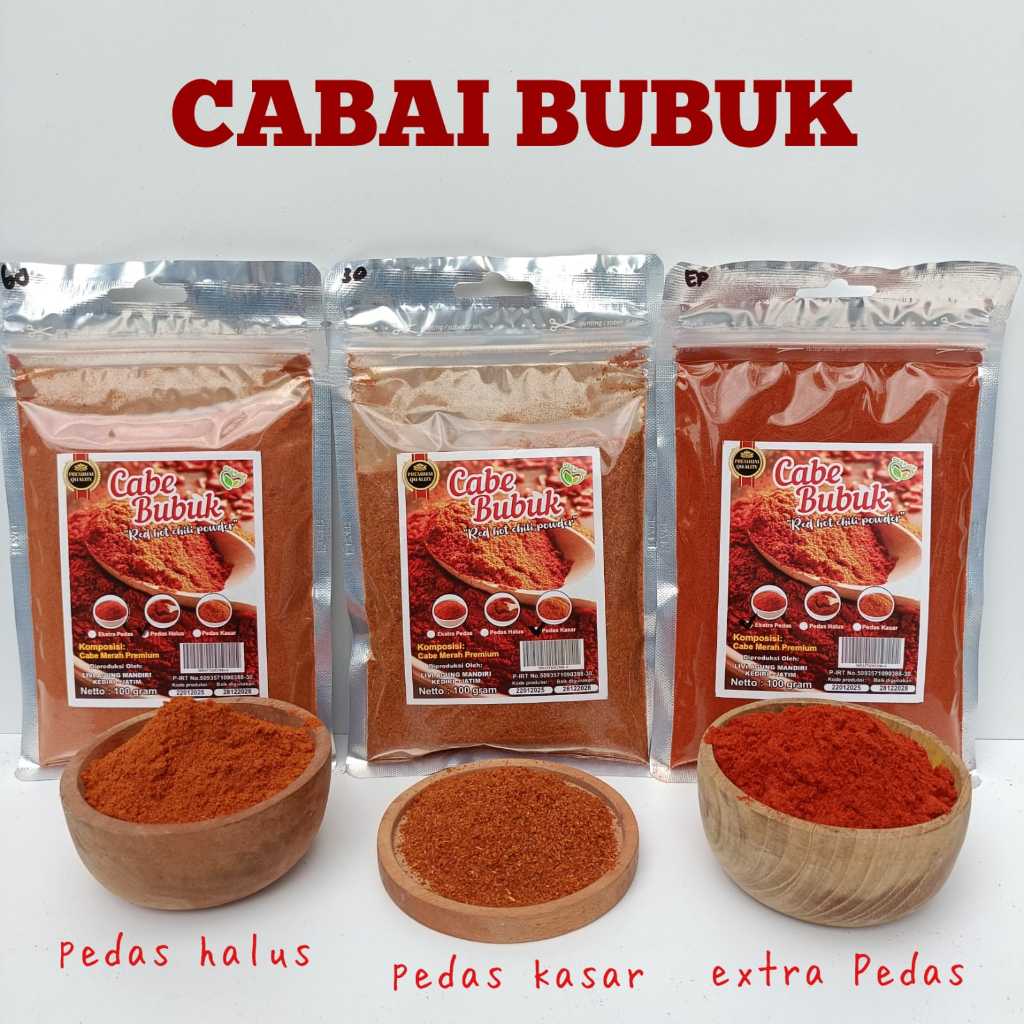 

VARIAN BUBUK CABAI KEMASAN 100GRAM | EXTRA PEDAS | PEDAS HALUS | PEDAS KASAR |