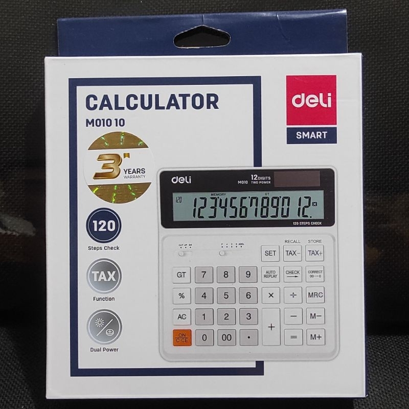 

Kalkulator 12 Digit Cek Ulang Deli M01010 Putih Original