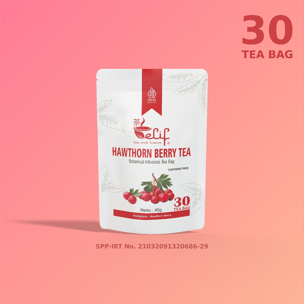 

ELIF TEA AND TISANE Hawthorn Berry Tea | Teh Hawthorn Berry | Kolesterol Hipertensi Nyeri Dada Jantung | 30 Tea Bag