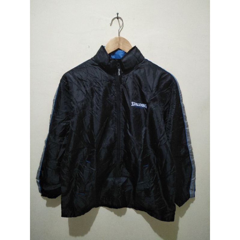 jaket parasut spalding hitam sport second original