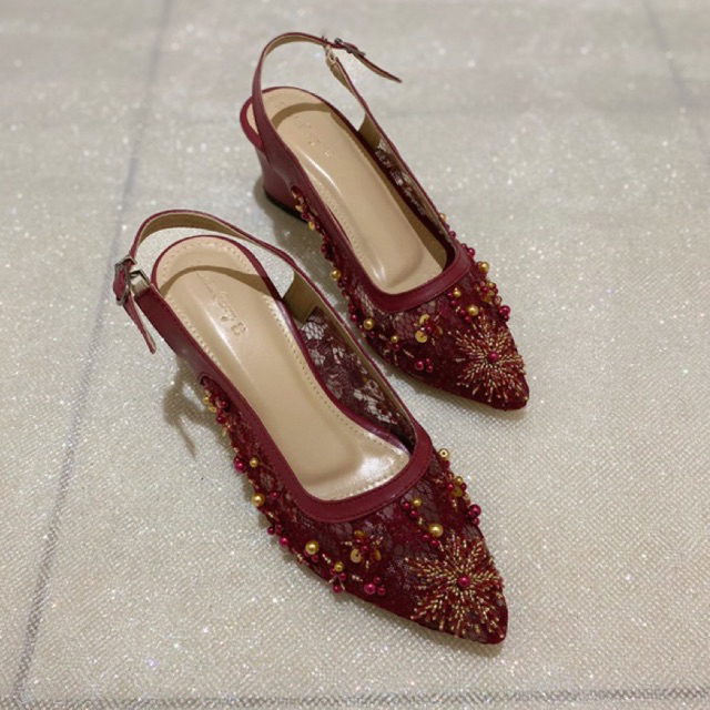 RALINE MAROON WEDDING SHOES SEPATU NIKAH SEPATU PESTA