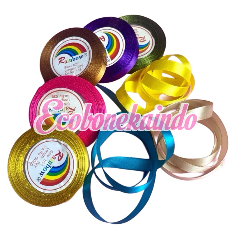 

Pita kain satin 1 CM 1/2 inch 1 METER Pita kado pita buket ribbon satin pita premium pita murah ecobonekaindo