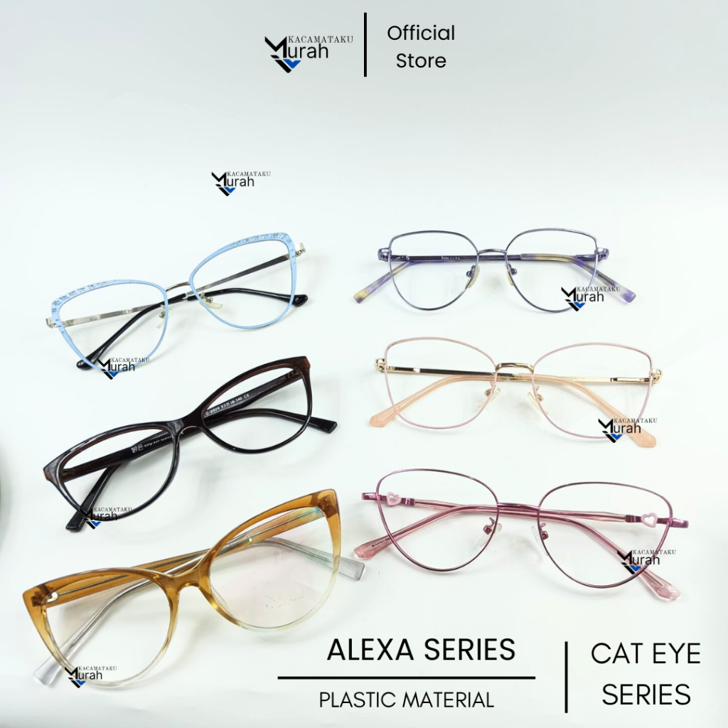 Alexa Cat Eye Series Frame // Kacamata Wanita Muka Bulat Frame Besar // Big Frame