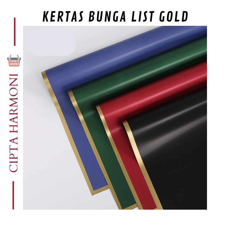 

Kertas Buket Bunga LIST GOLD LINE EMAS Flower Wrapping Paper Cellophane Florist KB01