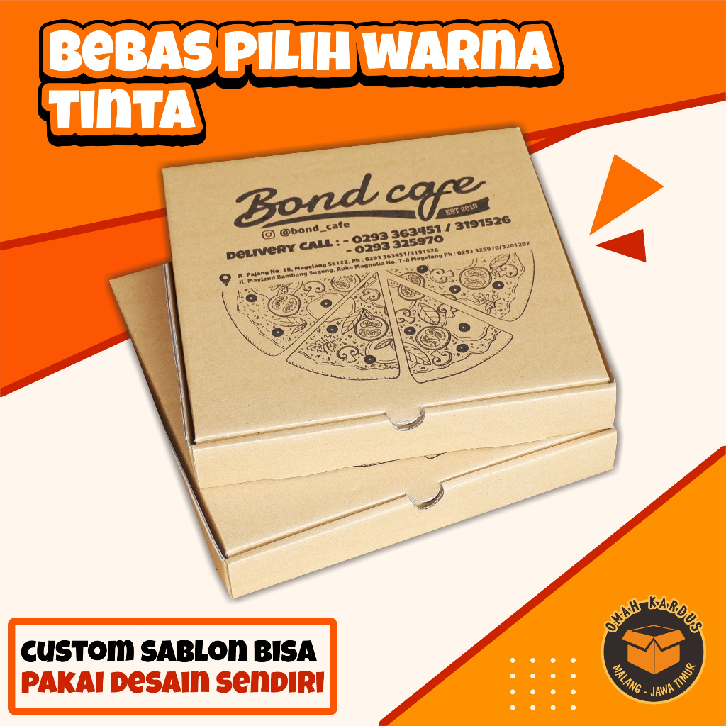 

Custom Sablon kardus Pizza 100 pcs Size (L) + SABLON 1 WARNA | custom desain | custom sablon
