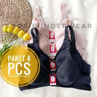 Paket 4 Pcs BH Srikanditex Bra Tanpa Busa Tanpa Kawat Kait 2 Warna Coklat dan Hitam