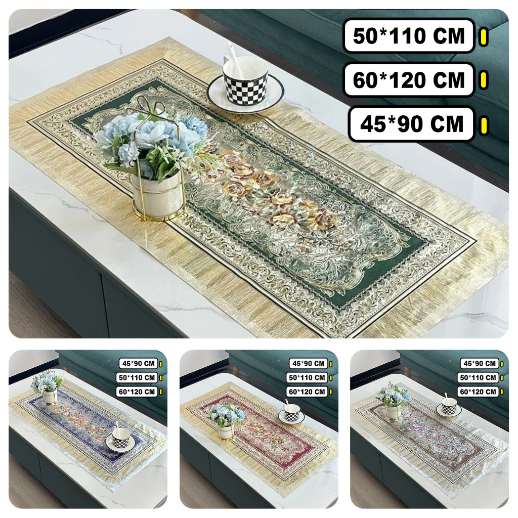 Beldeco | Taplak Meja Tamu PVC + Serat Kain Premium 45x90cm, 50x110cm, 60x120cm | D9-1A, D9-3C