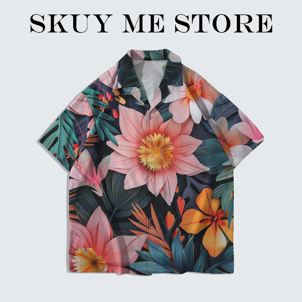 SKUY Kemeja Water Lily Flower Style Fashion Print | SK049