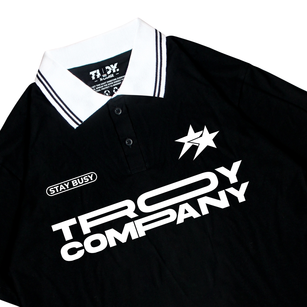 Troy Company Cotton Rugby Polo Shirt Black Expanded - Kaos Polo Hitam PR 2961