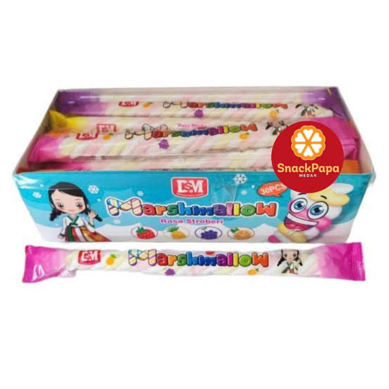 

DSM MARSHMALLOW RASA STROBERI [ 1 BOX ISI 30 PCS] | PERMEN LUNAK MARSHMALLOW DSM